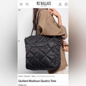 COPY - NWOT Quilted Madison Quatro tote. MZ Wallace. Black.  L used 3x